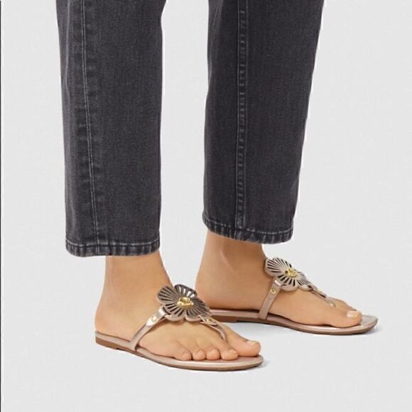 10 COACH JULIA SANDALS metallic gold or champagne Bnib - Picture 1 of 12